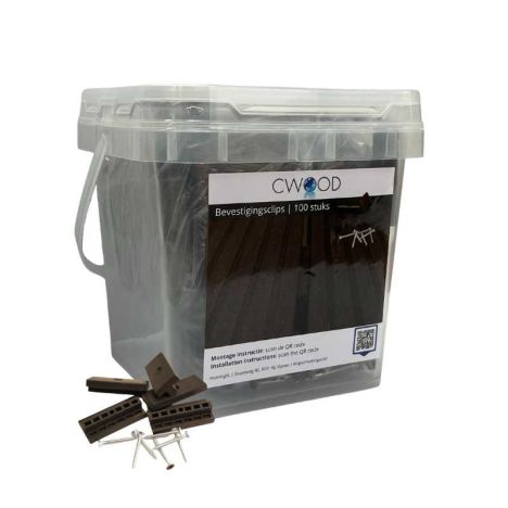 Bevestigingsclips kunststof donkerbruin incl RVS schroeven (100 stuks)