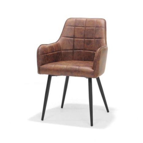 Eetkamerstoel - Donovan - stof Cowboy retro lederlook cognac