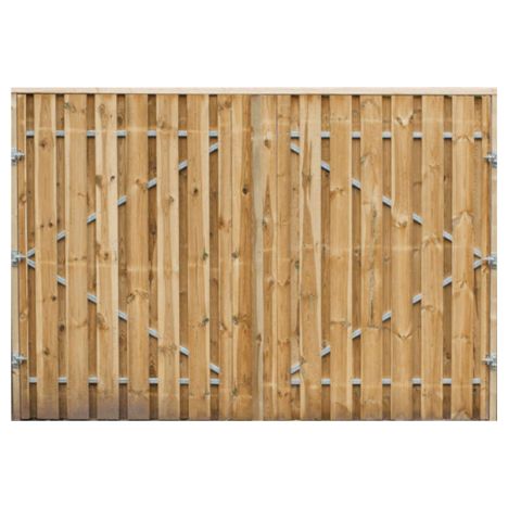 Dubbele poort Grenen recht met stalen frame groen geimpregneerd (300 x 195 cm) inclusief beslag