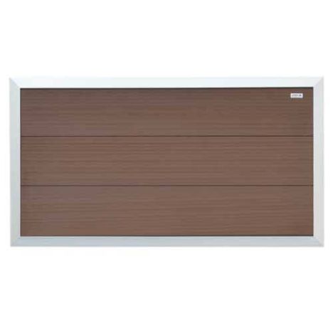 Schutting composiet laag Forte bruin met blank aluminium kader (180 x 93 cm)