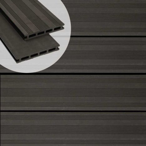 Vlonderplank composiet 2,1 x 14,5 cm antraciet vlak en fijne ribbel