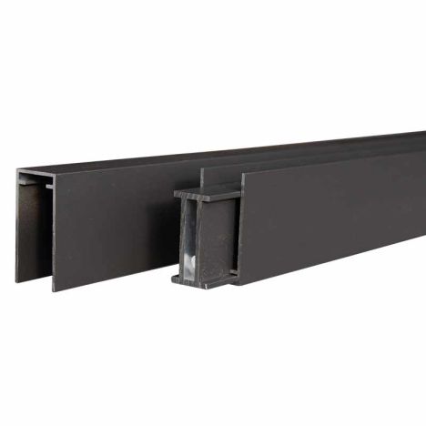 Onder- en bovenregel aluminium - Modular zwart gepoedercoat verticaal - 2 x 2,5 x 180 cm