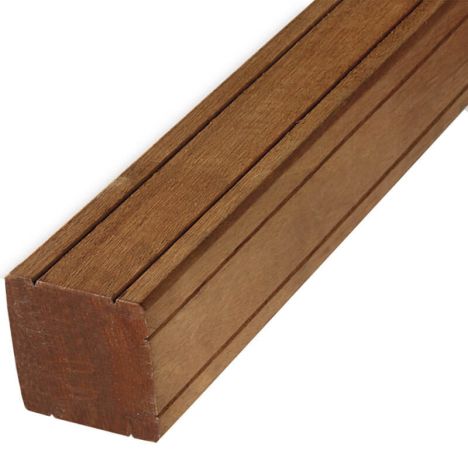 Paal hardhout bankirai 9 x 9 cm ongepunt geschaafd v-groef