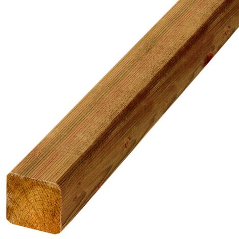 Paal vuren 6,8 x 6,8 cm bruin geïmpregneerd ongepunt geschaafd