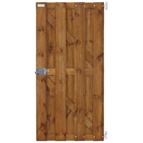 Tuindeur verduurzaamd grenen - XL Recht bruin (100 x 200 cm) dikte 4,7 cm incl. beslag