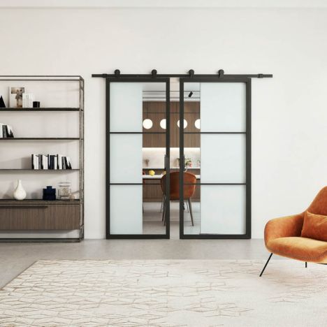 Ensuite deuren - Loft - 3 vaks helder glas - 215 x 200 cm