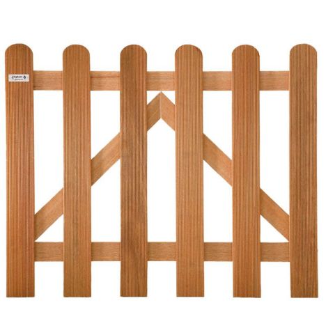 Tuinpoort hardhout Kempas Classic recht rvs (100 x 80 cm) ribbel