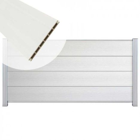 Zelfbouw schutting composiet Modular wit - blank alu accessoires (180 x 97 cm)