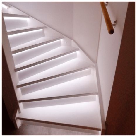 Trapverlichting LED-profiel compleet 130 cm - Set tbv 15 treden - Helder wit