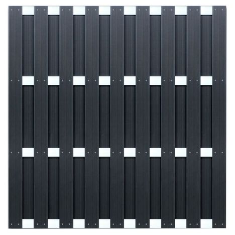 Zelfbouw schutting composiet Ibiza antraciet met blank alu accessoires (180 x 180 cm)