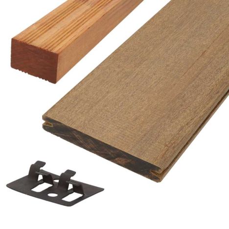 Vlonderplank totaalpakket hardhout Ipé 2,0 x 13,0 cm (3,35 mtr) geschaafd voor clips