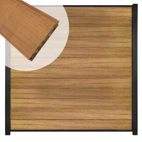 Zelfbouw schutting hardhout Mix & Match Ipé - zwart alu accessoires (180 x 180 cm)