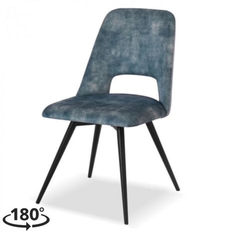 Eetkamerstoel - Malmo - Draaibaar - stof Velours Adore Niagara blauw