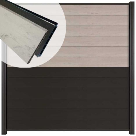 Schutting composiet Mix & Match grijs/aluminium (180 x 180 cm)
