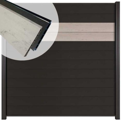 Schutting composiet Mix & Match bicolorgrijs/ aluminium (180 x 180 cm)