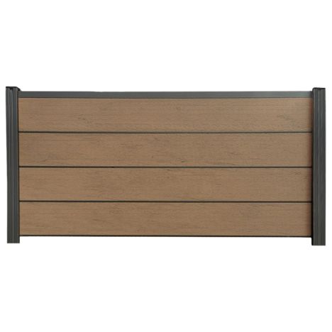 Zelfbouw schutting composiet Modular bruin gevlamd - antraciet alu accessoires (180 x 97 cm)