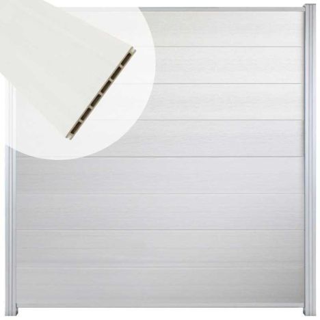 Zelfbouw schutting composiet Modular wit - blank alu accessoires (180 x 180 cm)