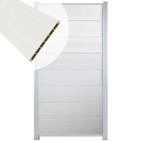 Zelfbouw schutting composiet Modular wit - blank alu accessoires (90 x 180 cm)