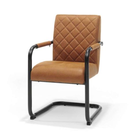 Eetkamerstoel - Monaco - stof Maya lederlook cognac