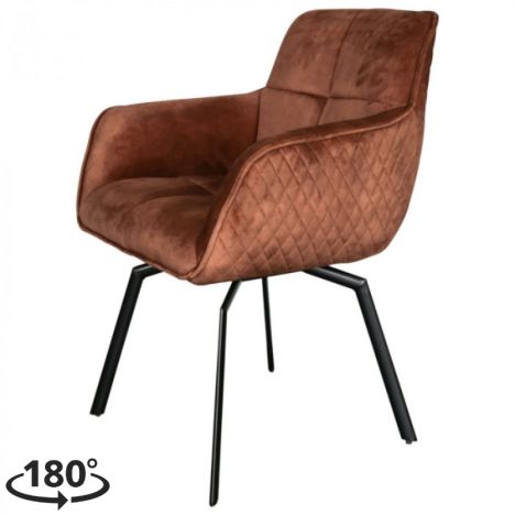 Eetkamerstoel - Peter - Draaibaar - stof Velours Adore bronze