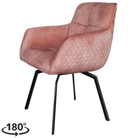 Eetkamerstoel - Peter - Draaibaar - stof Velours Adore rose