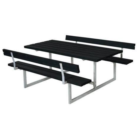 Picknicktafel vuren geimpregneerd - Basic - 2 rugleuningen zwart - 184 x 177 x 73 cm