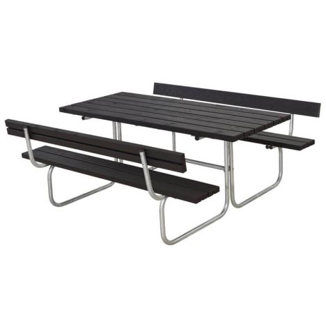 Picknicktafel vuren geimpregneerd - Classic - 2 rugleuningen zwart - 177 x 177 x 73 cm