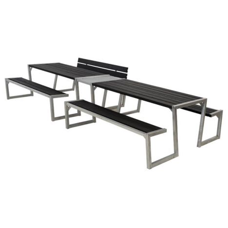 Picknicktafel vuren geimpregneerd - Zigma - Dubbel 1 rugleuning zwart - 194 x 392 x 73 cm