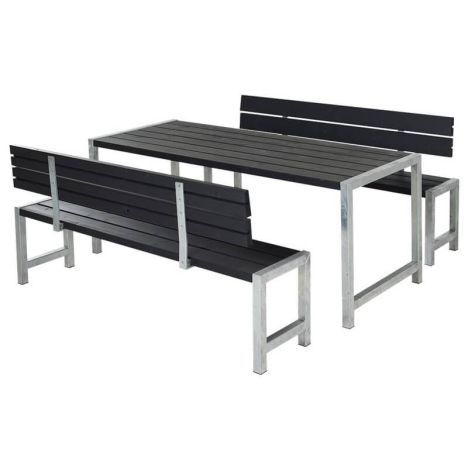 Planken tuinset vuren geimpregneerd - Plankesaet rugleuningen zwart 77 x 186 x 72 cm