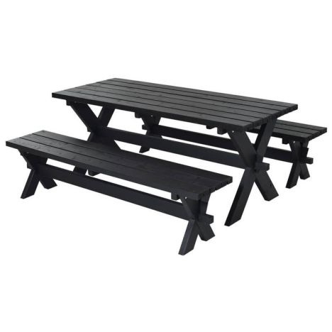 Picknicktafel vuren geimpregneerd - Nostalgi - zwart - 76 x 177 x 72 cm
