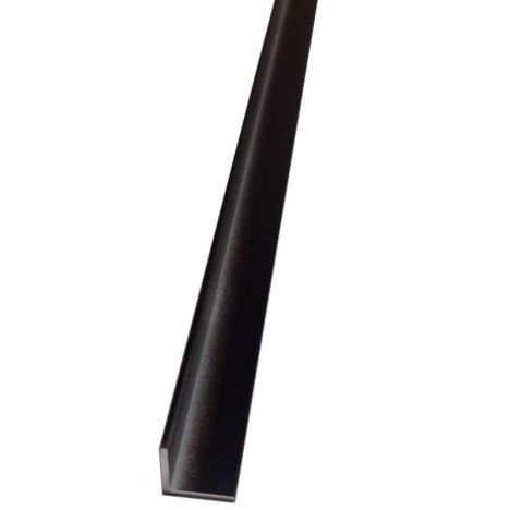 Aanslaglat / hoekstrip - Zwart gepoedercoat - 2 x 2 x 200 cm