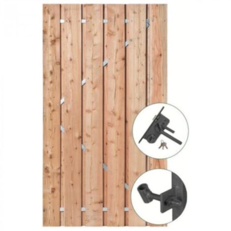 Tuindeur Douglas recht met stalen frame (100 x 195 cm) inclusief zwart beslag