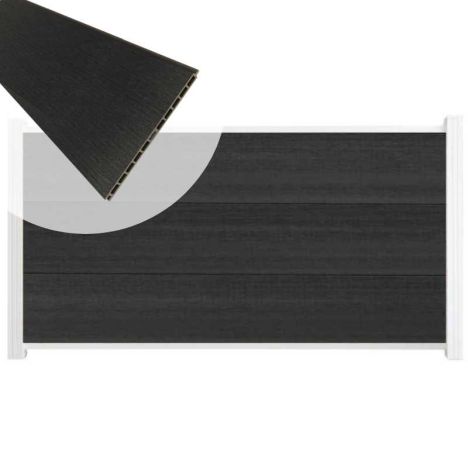 Schutting composiet co-extrusie Como antraciet met wit aluminium kader (180 x 90 cm)