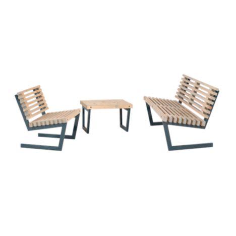 Tuinset Siesta - Dennenhout grijs gebeitst - Tafel 80 cm breed