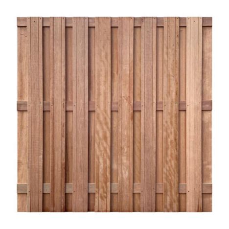 Schutting hardhout keruing recht 15L (180 x 180 cm) v-groef schermdikte 4,5 cm