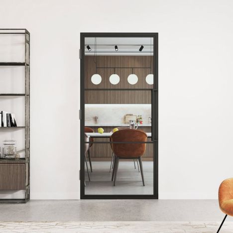 Stalen binnendeur met kozijn - Loft zwart - Linksdraaiend - 83 x 211,5 cm