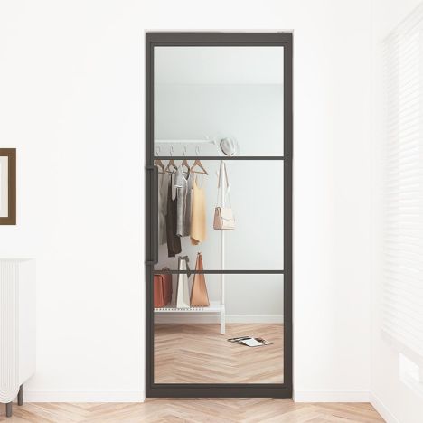 Stalen taatsdeur - Loft zwart - 3 vaks helder glas - 83 x 211,5 cm