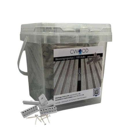 Bevestigingsclips kunststof steengrijs gevlamd incl RVS schroeven (100 stuks)