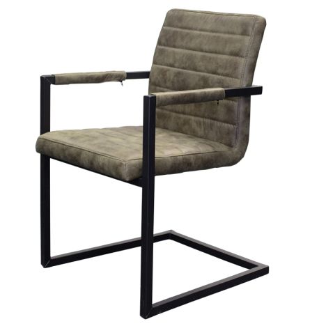 Eetkamerstoel - Apollo II - stof Cowboy retro lederlook olijf groen