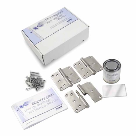 Montageset RVS stompe deuren t.b.v. linksdraaiende deur extra wit