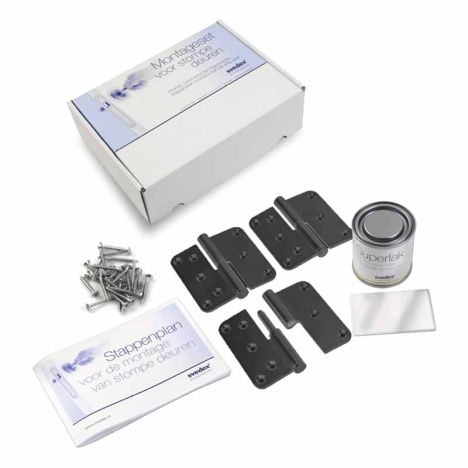 Montageset zwart stompe deuren t.b.v. rechtsdraaiende deur extra wit