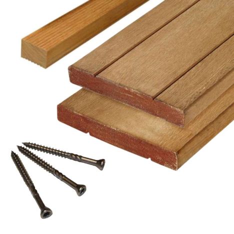 Vlonderplank totaalpakket hardhout Kapur 2,8 x 19 cm (3,95 mtr) v-groef/vlak