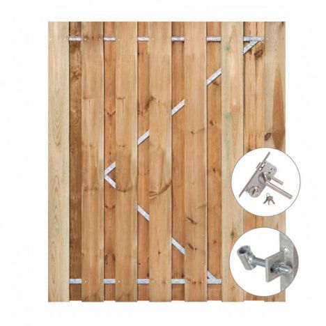 Tuindeur Douglas recht met stalen frame (150 x 195 cm) inclusief beslag
