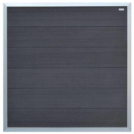 Schutting composiet Forte antraciet met blank aluminium kader