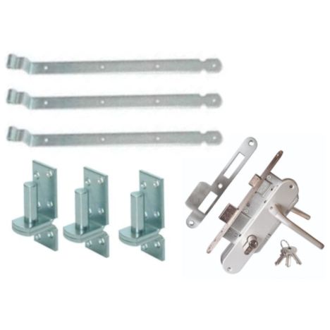Hang en sluitwerk voor tuindeur - Aluminium - met cilinderslot