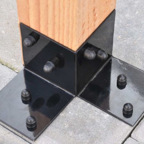 Pergola Vloerelement Zwart Gecoat - 9 x 9 cm palen - 2 stuks