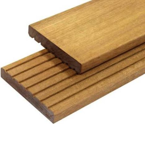 Vlonderplank hardhout Bankirai 2,1 x 14,5 cm (4,30 mtr) groef/vlak