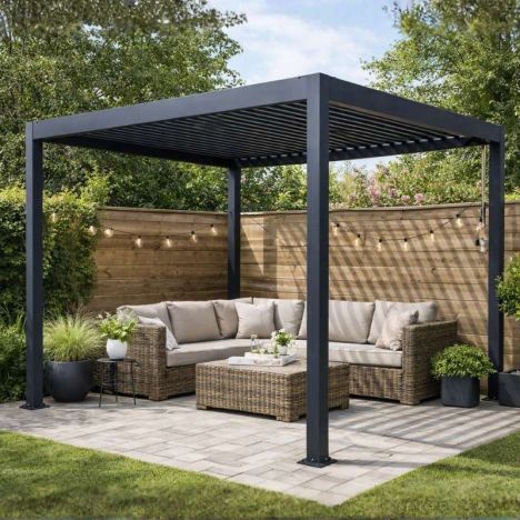 Pergola aluminium vrijstaand - Antracietgrijs RAL7016 - 300 x 300 x 250 cm