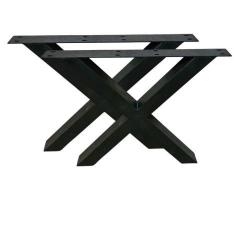 Onderstel X-poot - zwart metaal - 71 x 10 x 85 cm (set à 2 stuks)
