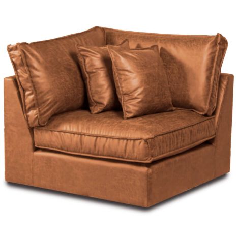 Zitmodule Mazur hoekelement - lederlook Missouri cognac 03
